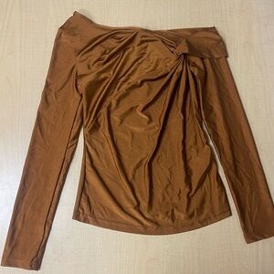 NWT Women’s SheinMod gold colored shirt side bunch never worn XS/2